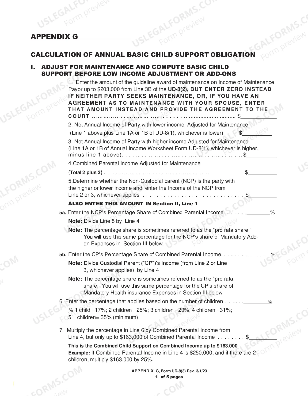 Preview Child Support Worksheet (form UD-8-(3))