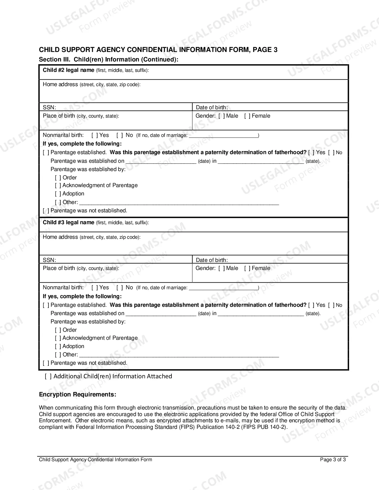 Preview Child Support Agency Confidential Information Form
