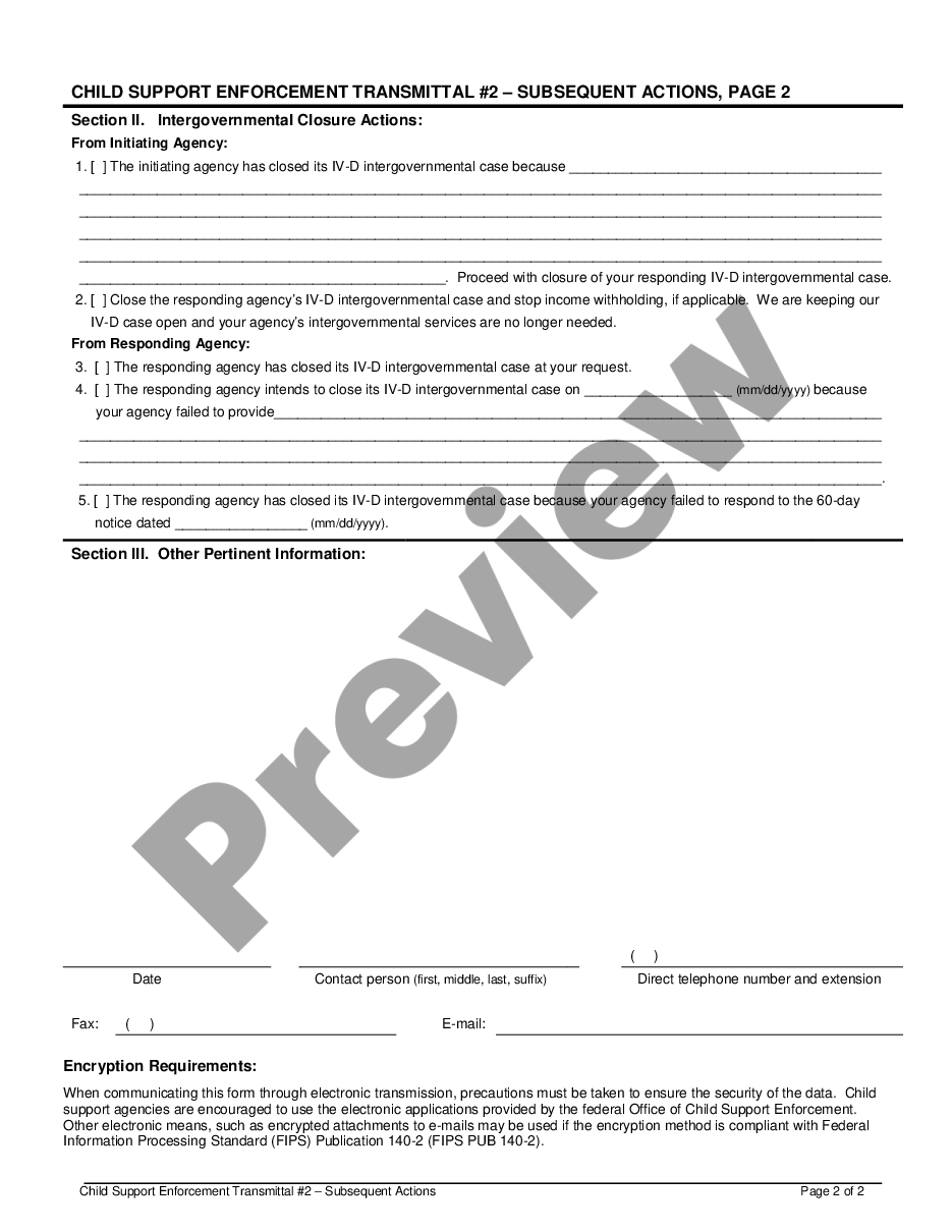 page 1 Child Support Enforcement Transmittal #2 - Subsequent Actions preview