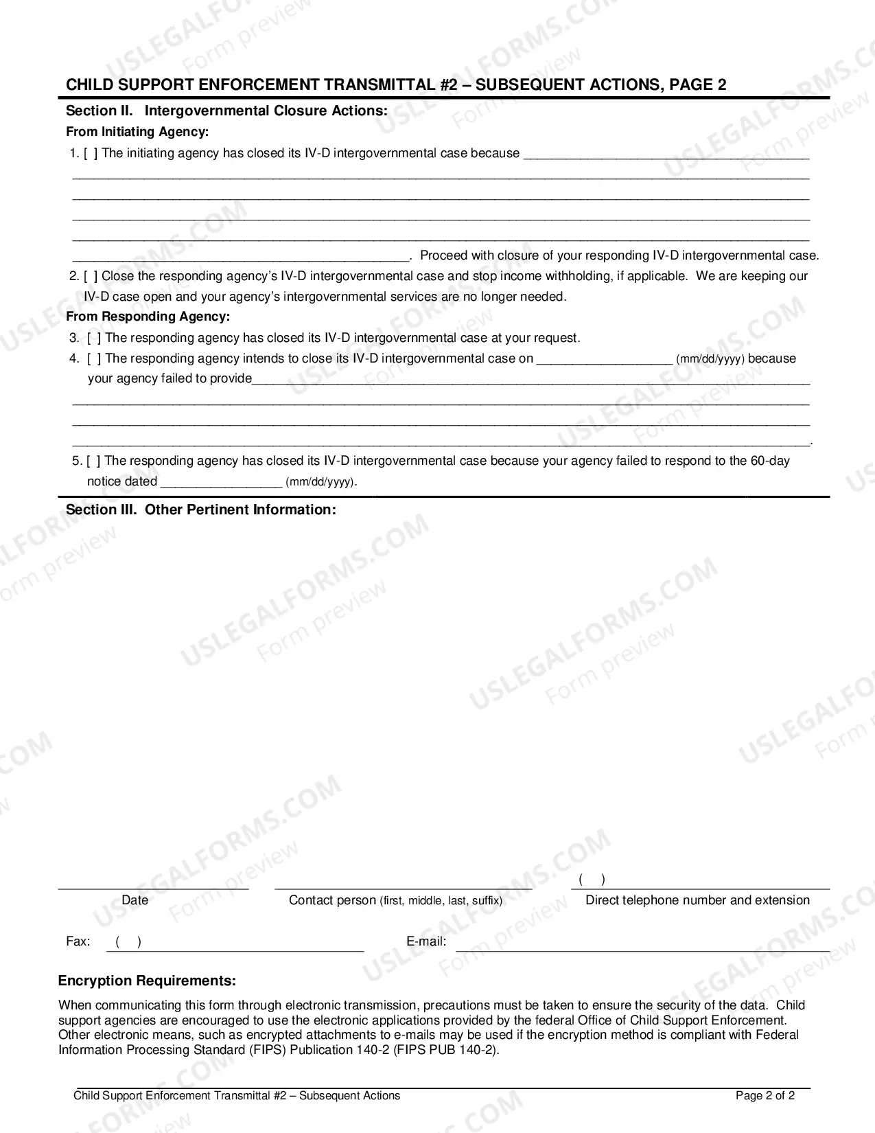 Preview Child Support Enforcement Transmittal 2 Subsequent Actions