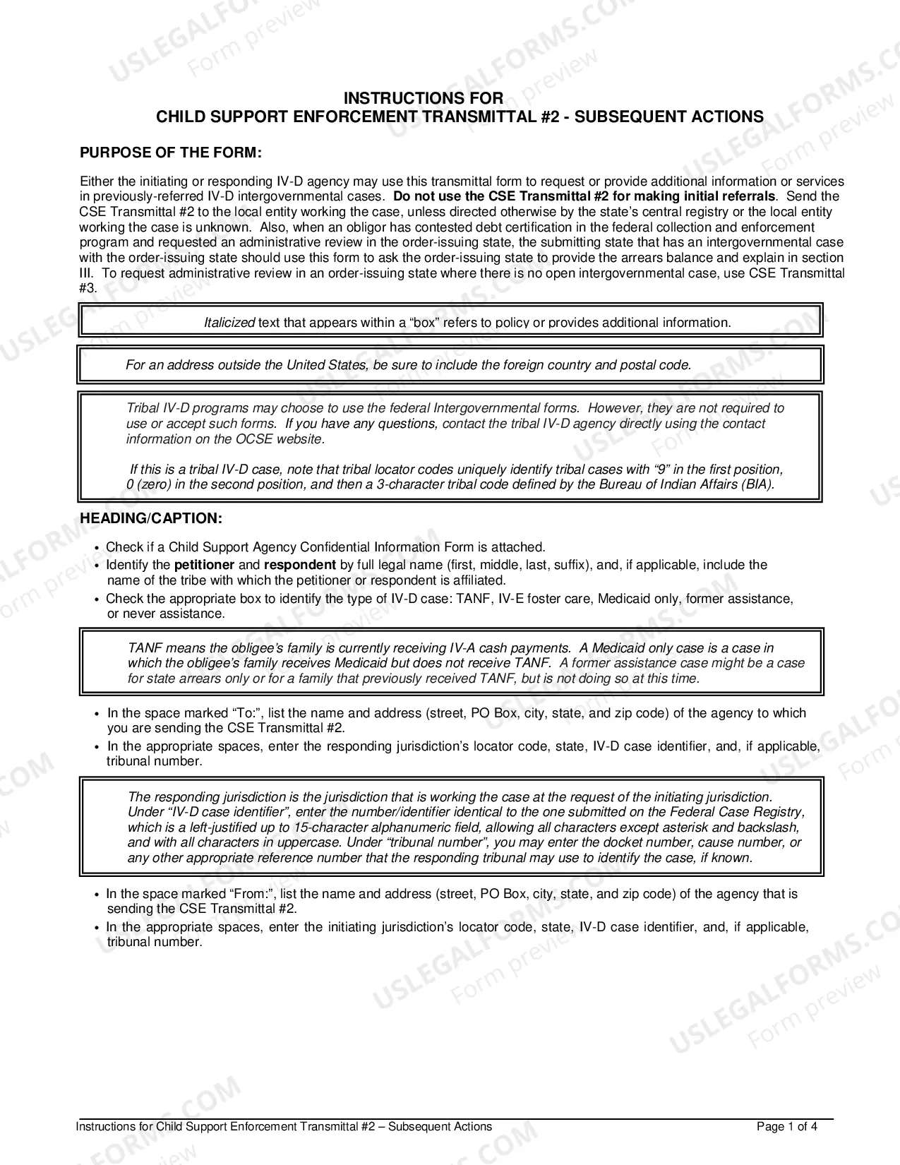 Preview Child Support Enforcement Transmittal 2 Subsequent Actions