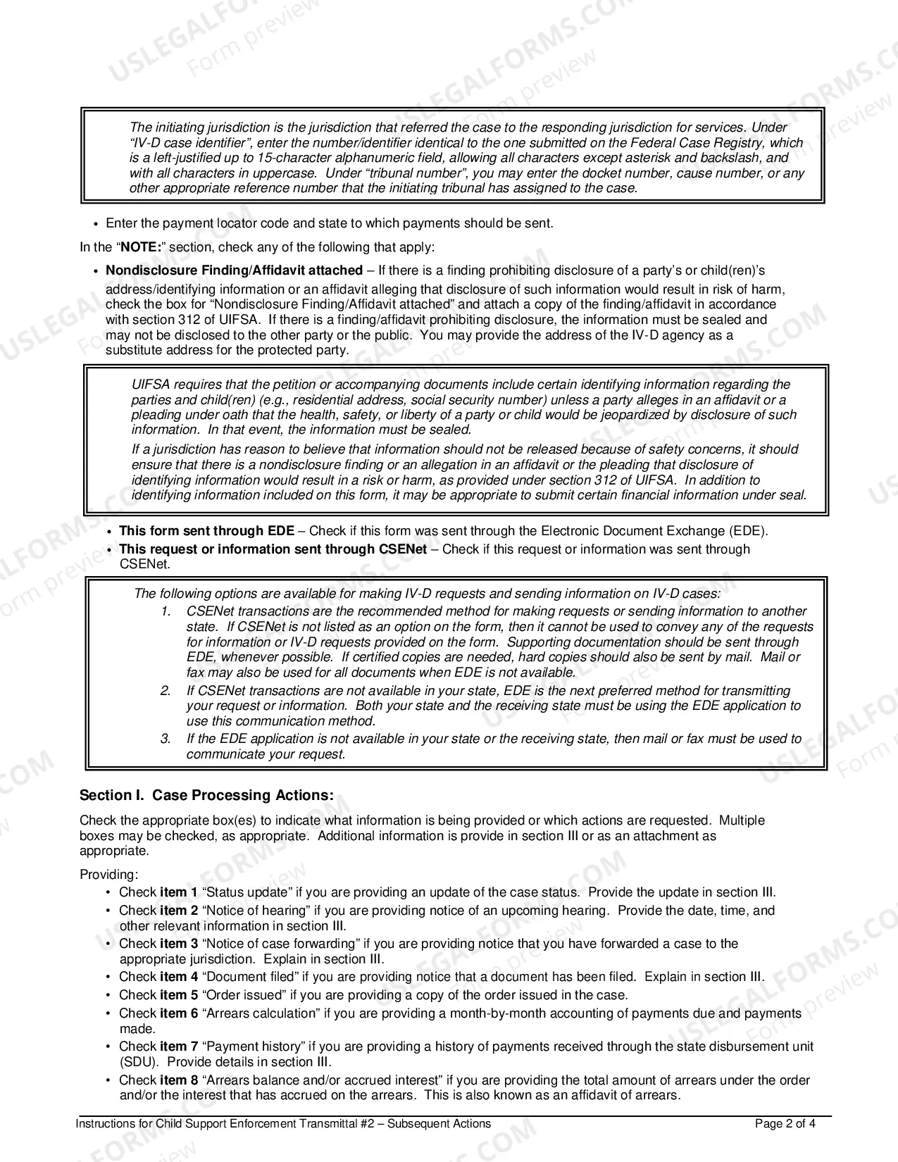 Preview Child Support Enforcement Transmittal 2 Subsequent Actions
