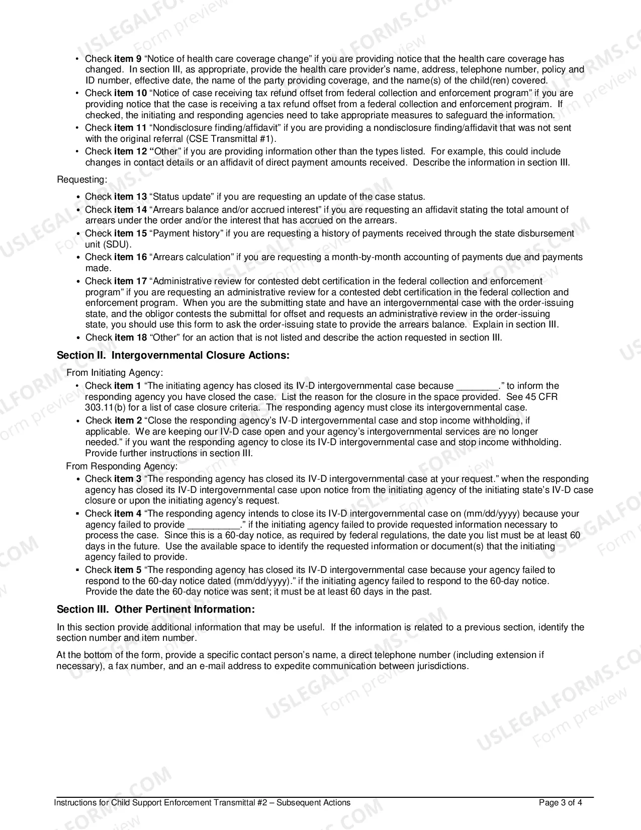 Preview Child Support Enforcement Transmittal 2 Subsequent Actions