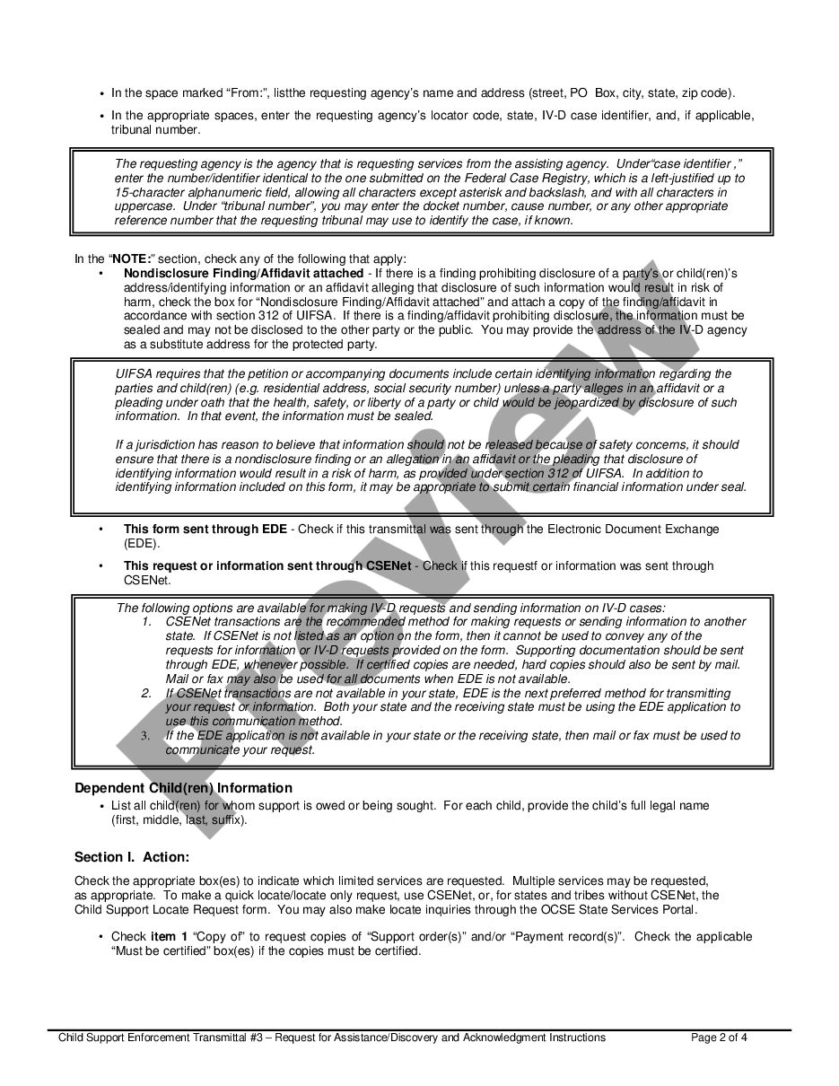 page 4 Child Support Enforcement Transmittal #3 - Request For Assistance - Discovery preview