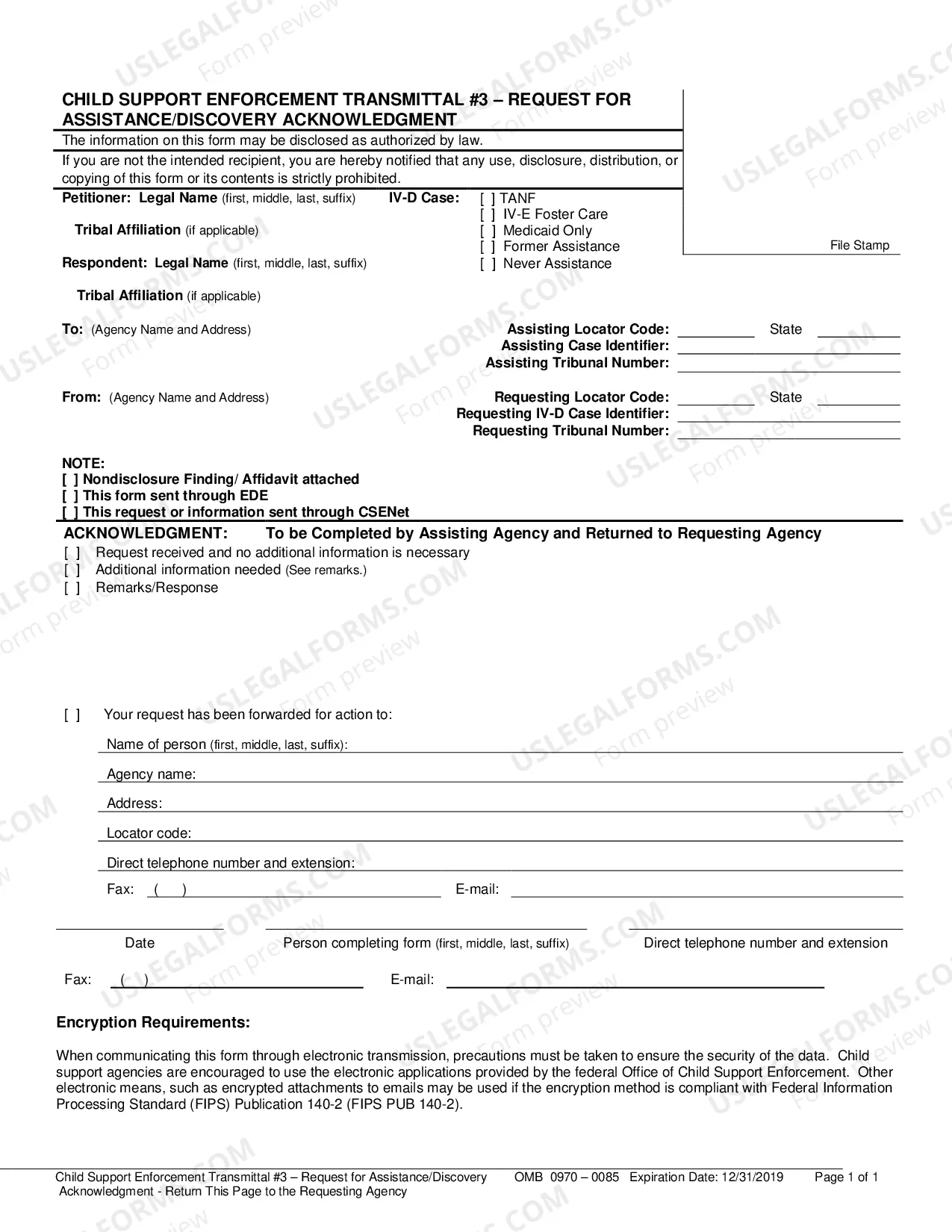 Preview Child Support Enforcement Transmittal 3 Request For Assistance Or Discovery