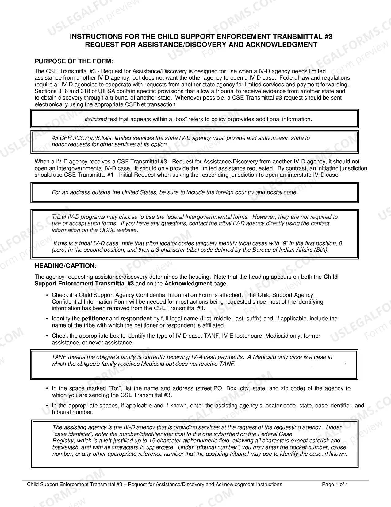 Preview Child Support Enforcement Transmittal 3 Request For Assistance Or Discovery
