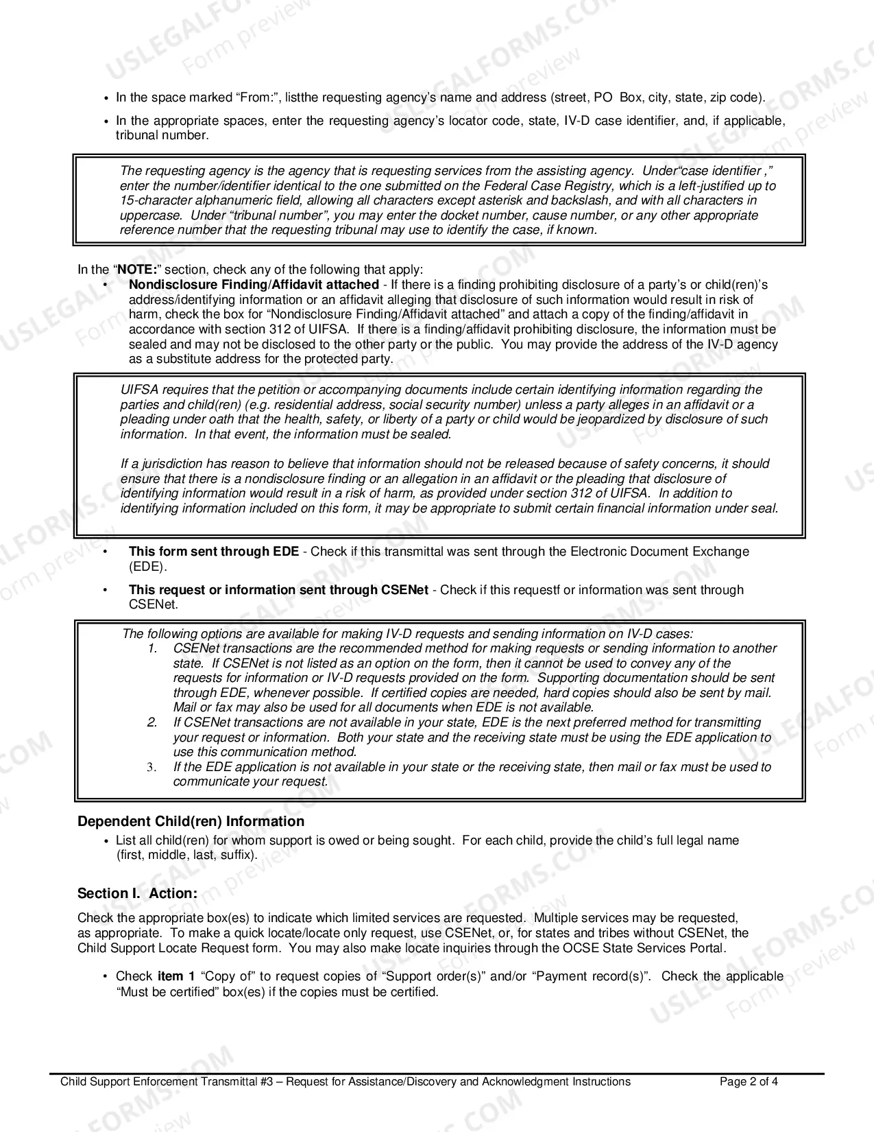 Preview Child Support Enforcement Transmittal 3 Request For Assistance Or Discovery