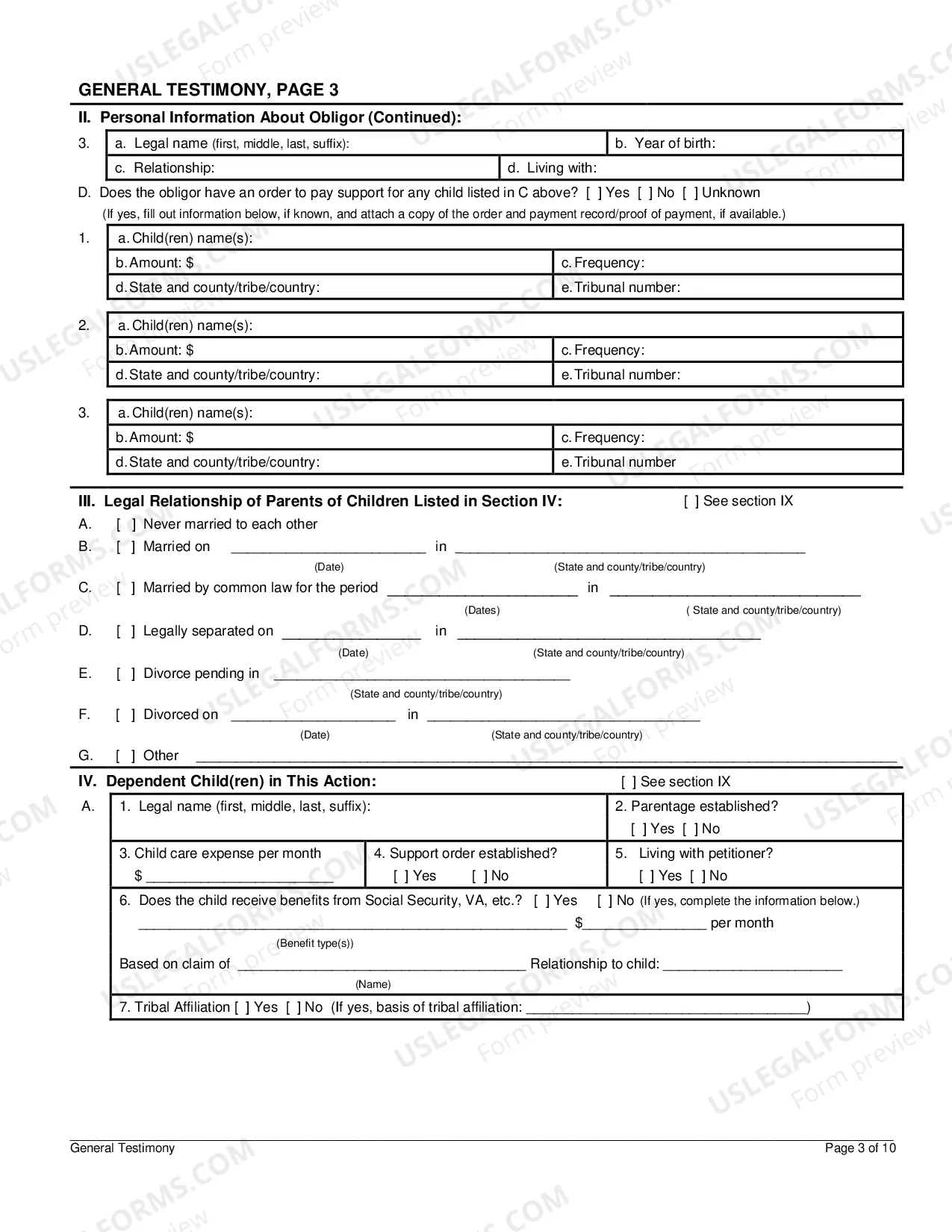 Preview General Testimony