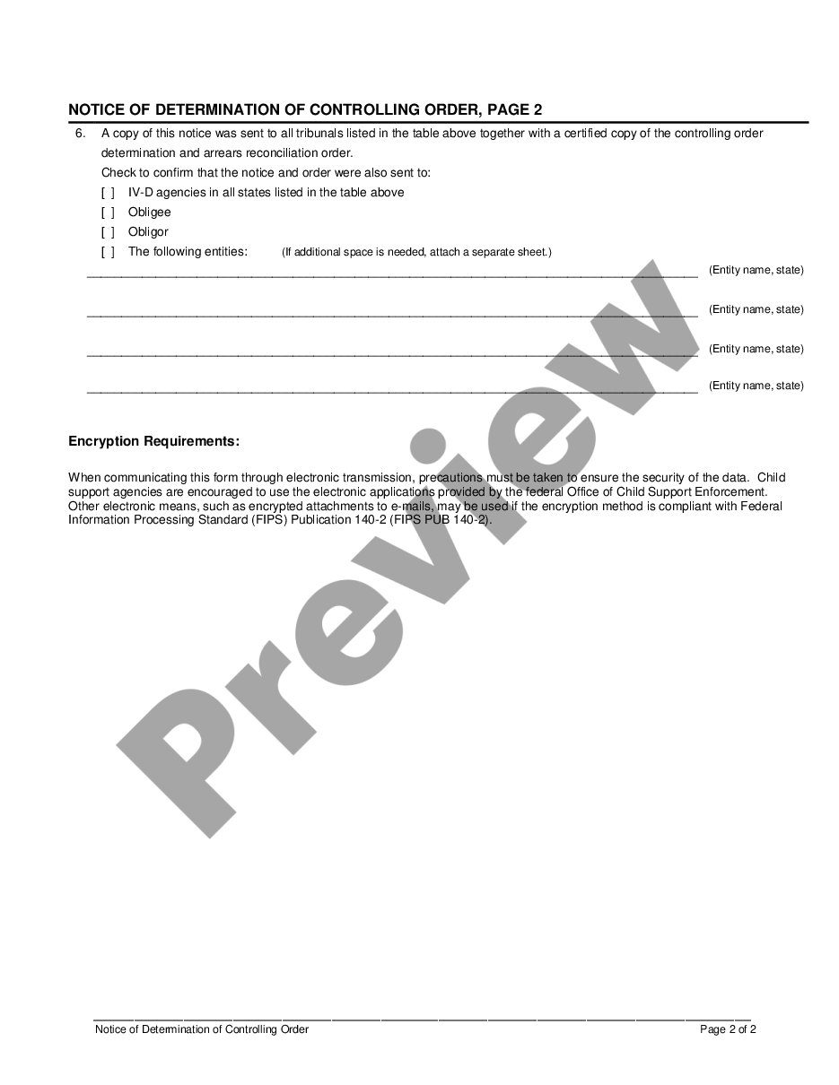 form Notice of Determination of Controlling Order preview