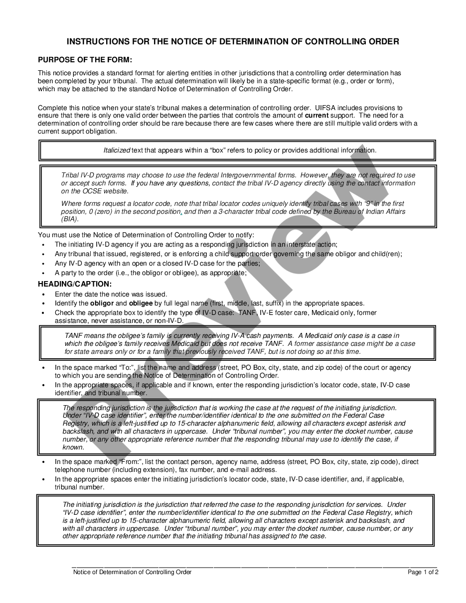 page 2 Notice of Determination of Controlling Order preview