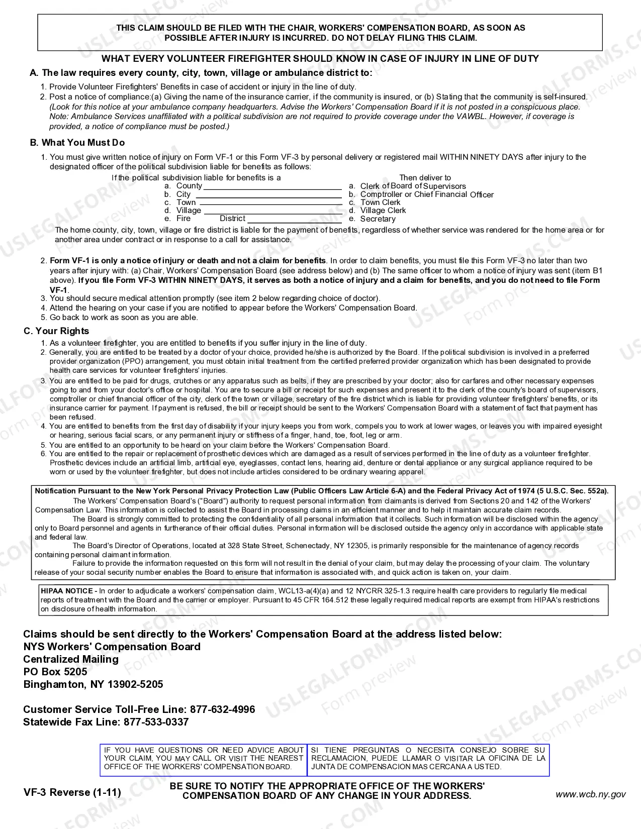 Preview Volunteer Firefighters Claim For Benefits