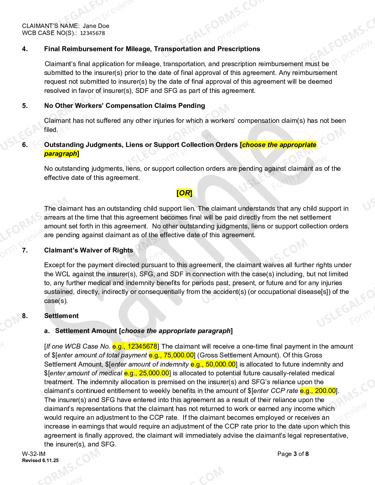 Preview WAMO Settlement Agreement - Indemnity - Section 32 WCL