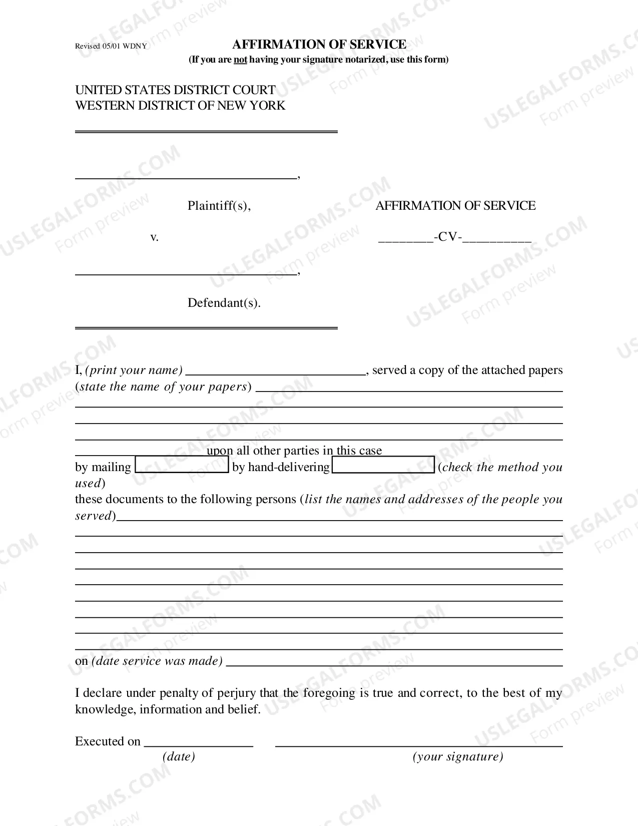 Preview Affidavit of Service