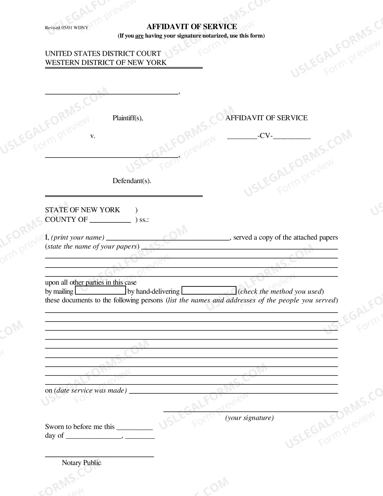 Preview Affidavit of Service