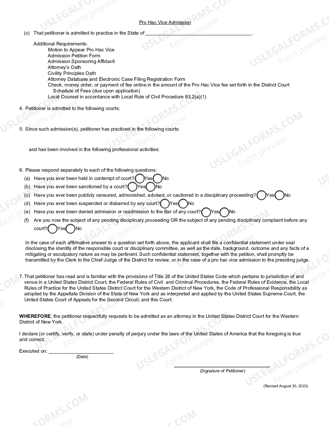 Preview Attorney Admission Petition