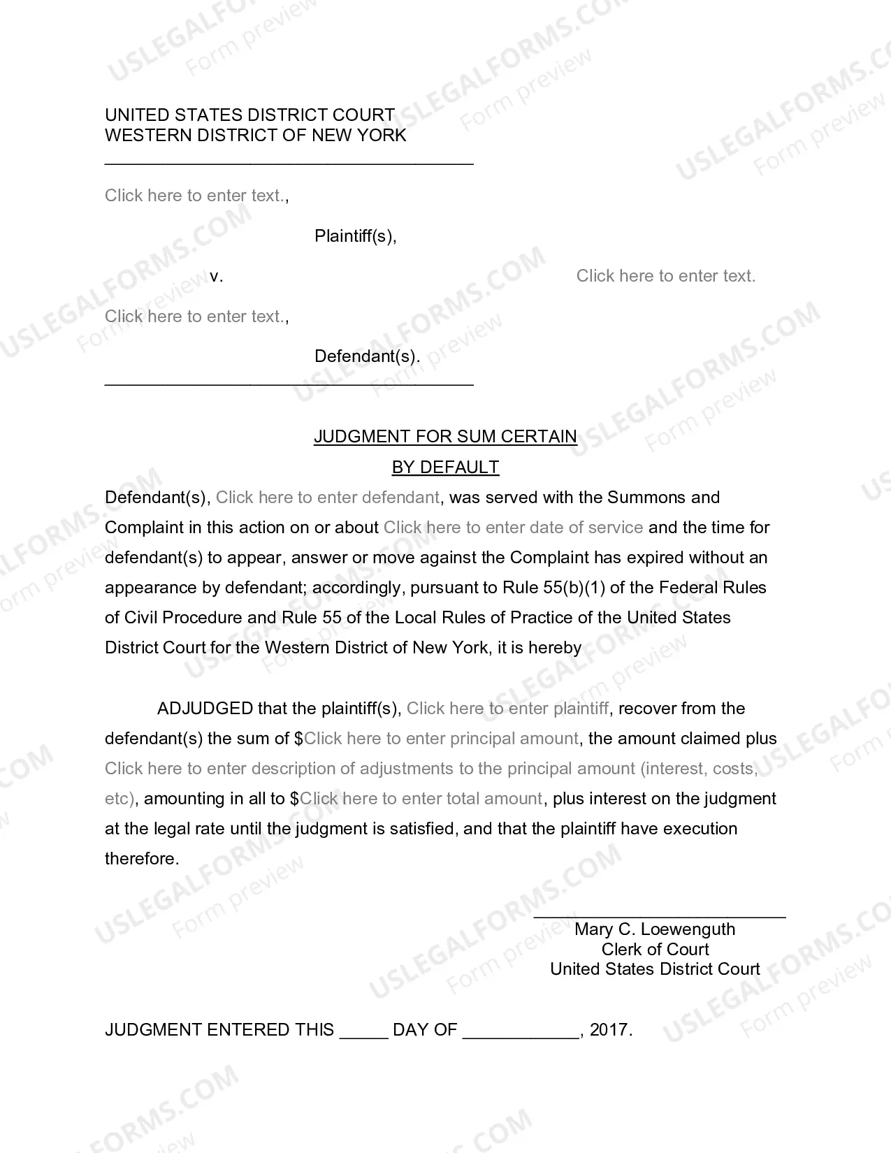 Preview Default Judgment Package