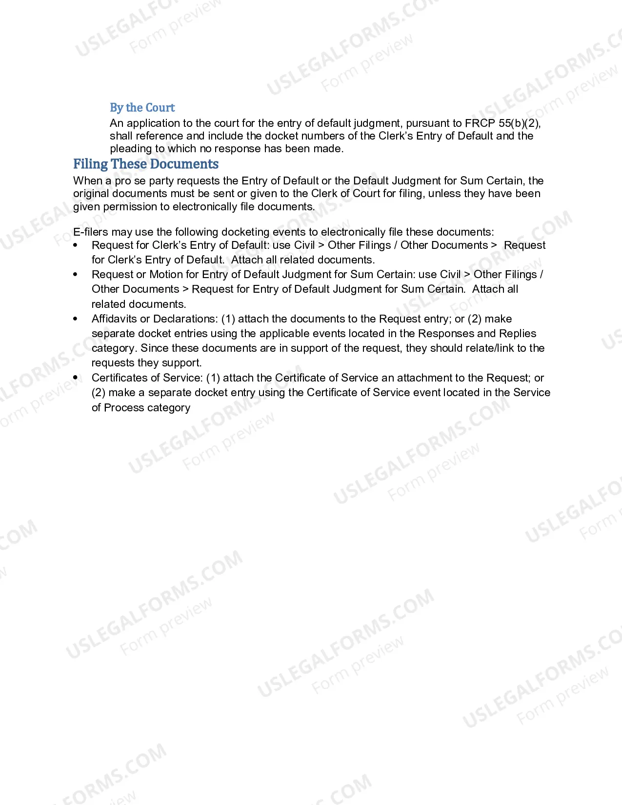 Preview Default Judgment Package