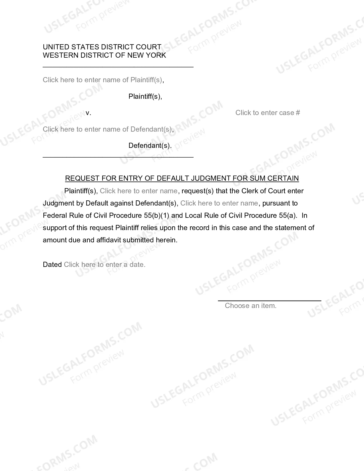 Preview Default Judgment Package