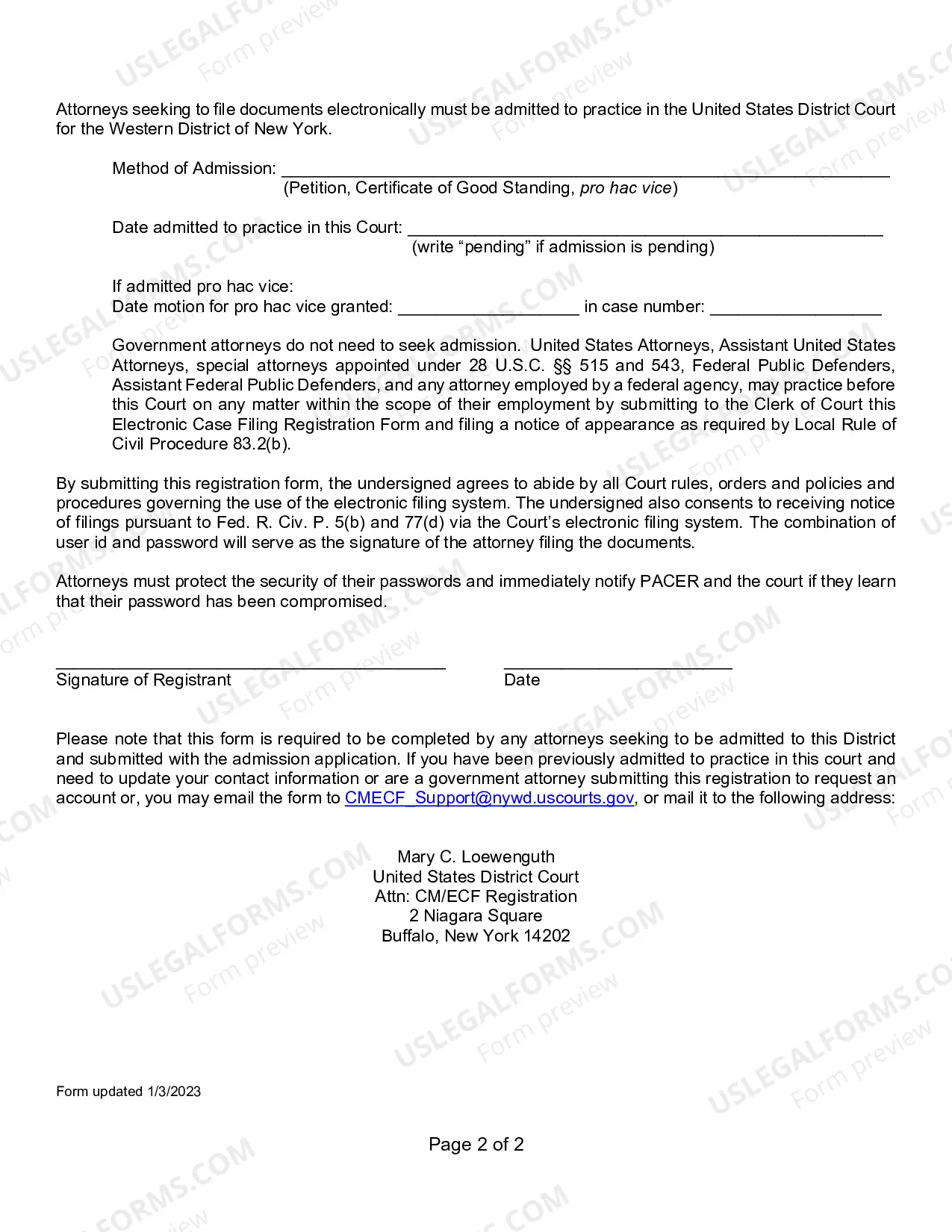 Preview Electronic Case Filing System Registration Form