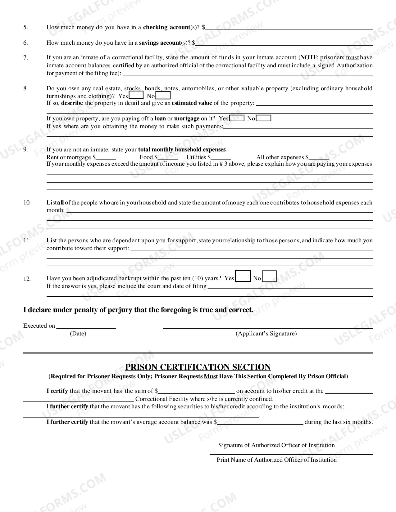 Preview Motion To Proceed In Forma Pauperis And Supporting Affirmation