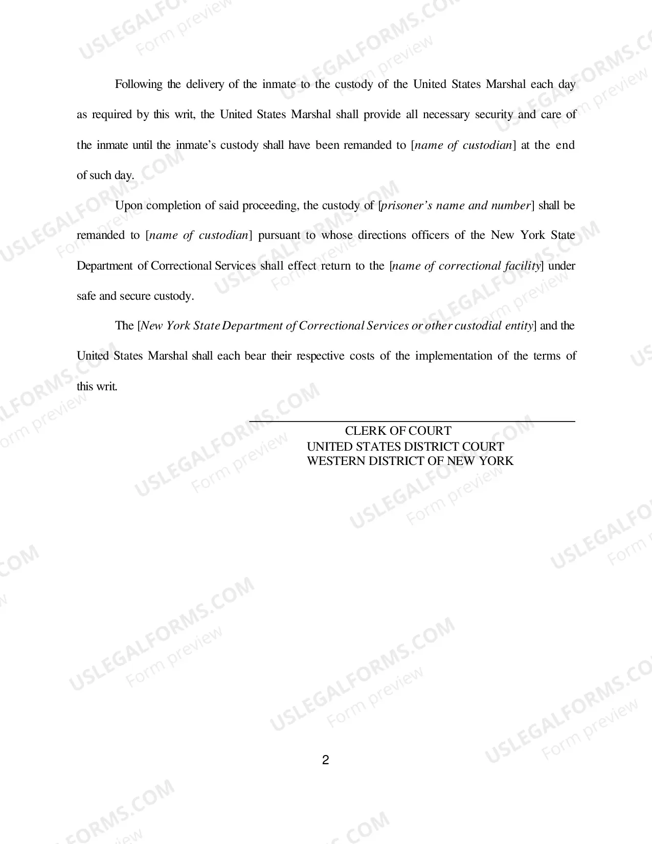 Preview Writ of Habeas Corpus Ad Testificandum