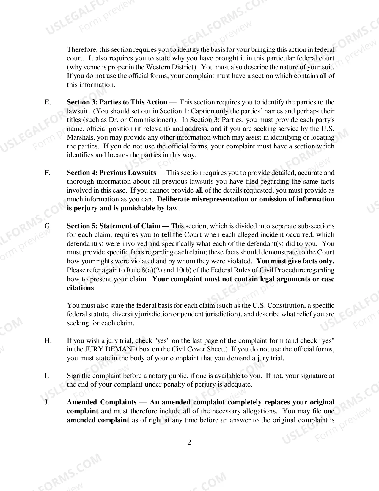 Preview Non-Prisoner Instructions