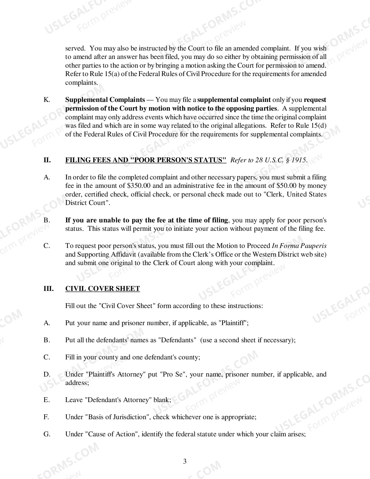 Preview Non-Prisoner Instructions