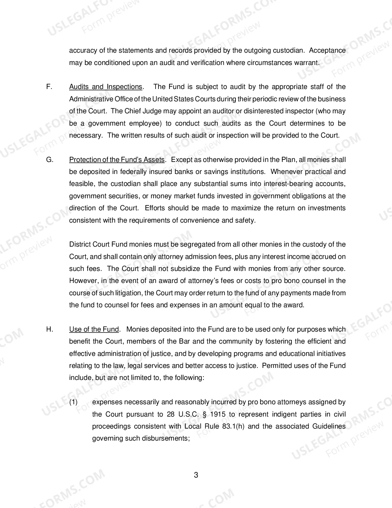 Preview District Court Fund Plan