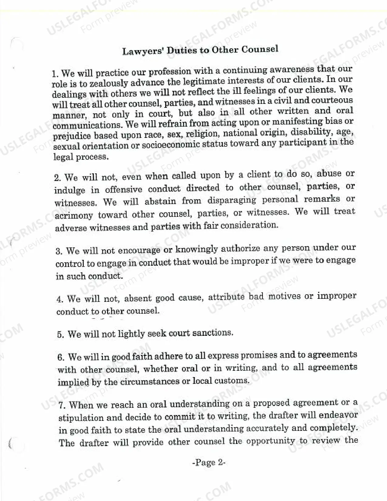 Preview Civility Principles Preamble, Oct 5, 1998