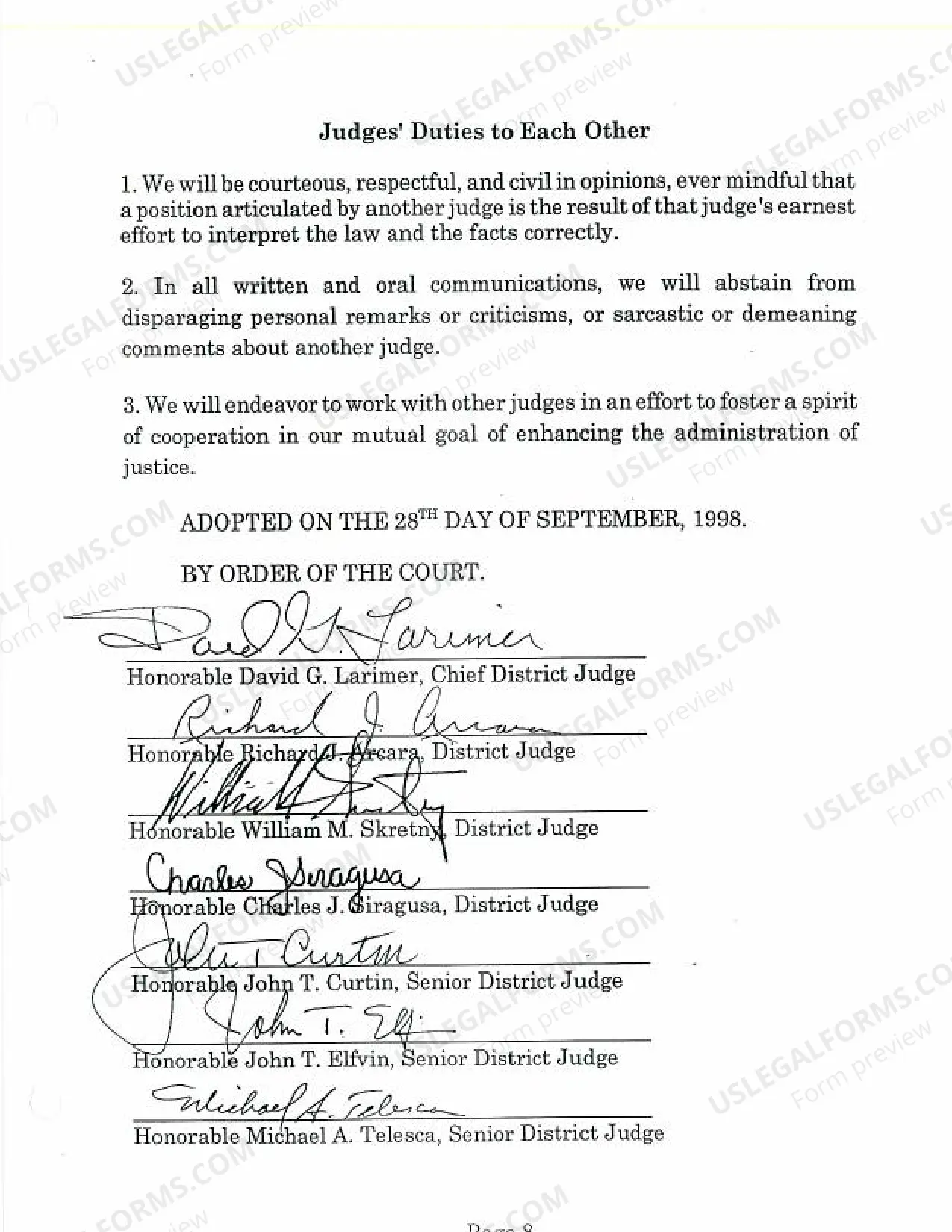 Preview Civility Principles Preamble, Oct 5, 1998