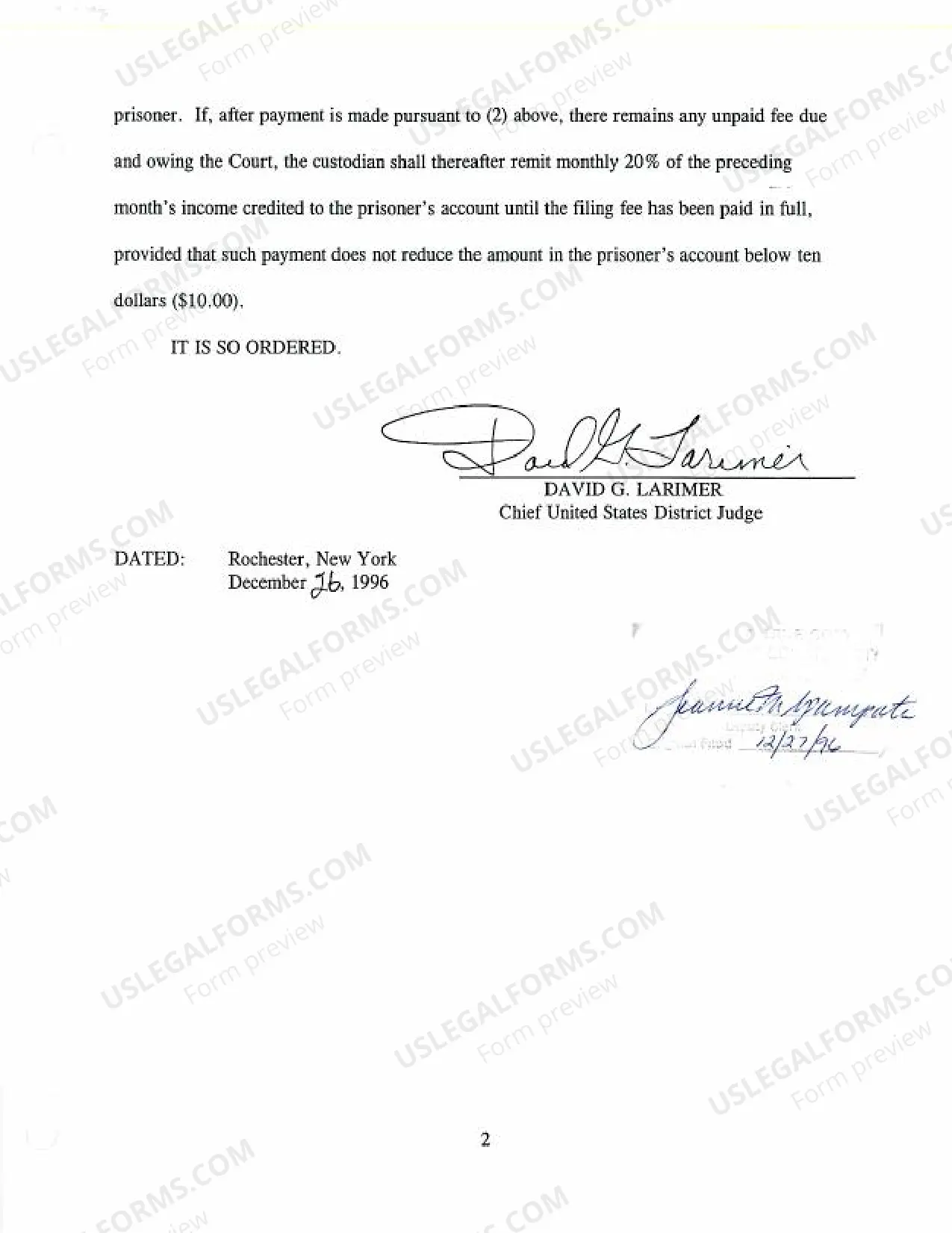 Preview Prison Litigation Reform Act (Supersedes Order filed Oct 1, 1996), December 26, 1996