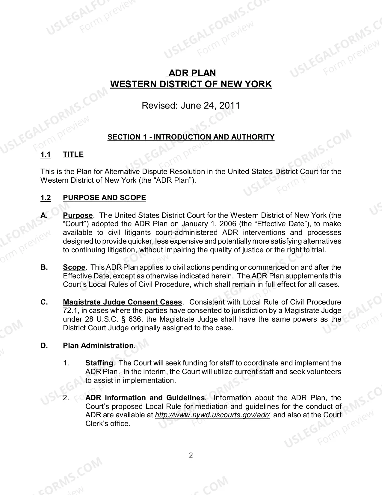 Preview ADR Plan - Revised June 24, 2011