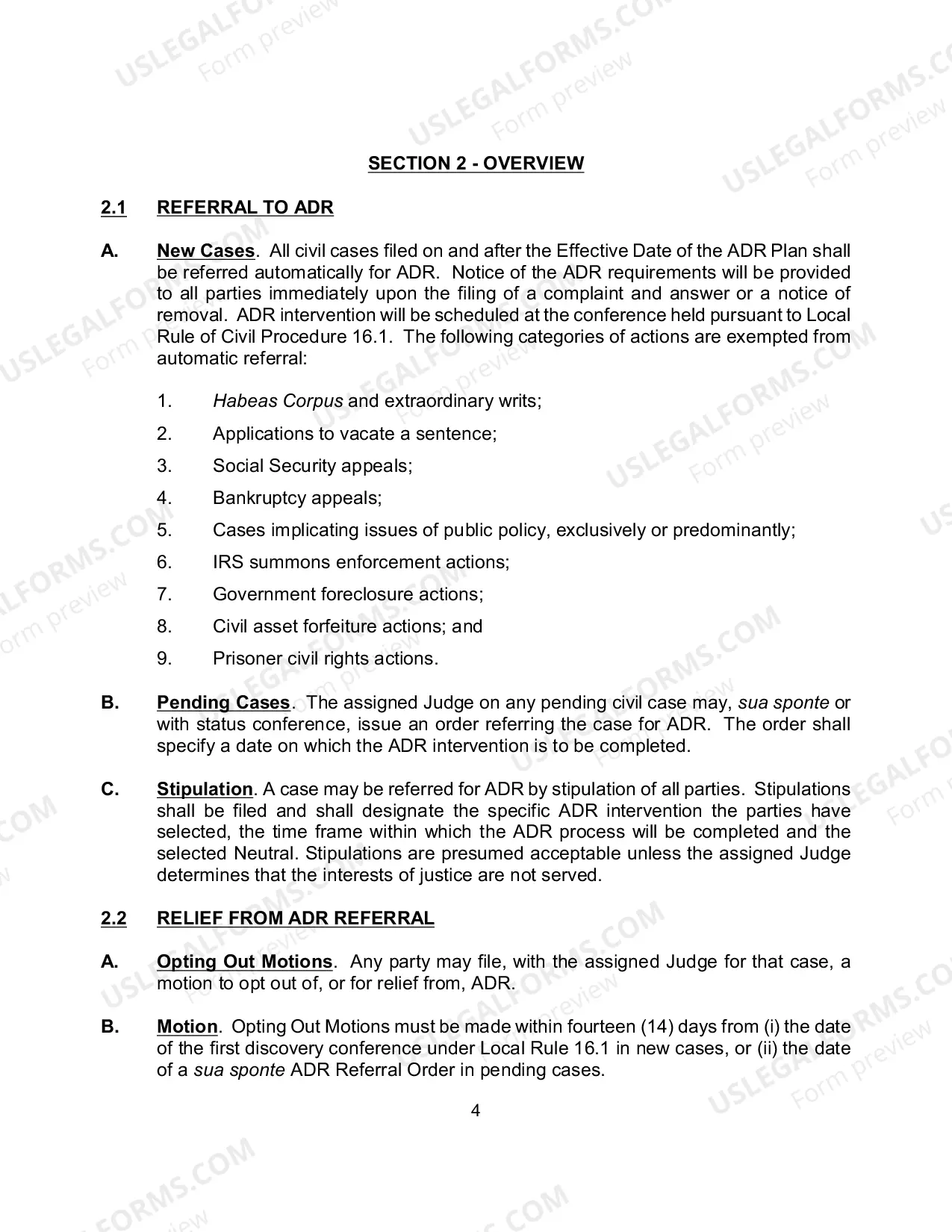 Preview ADR Plan - Revised June 24, 2011