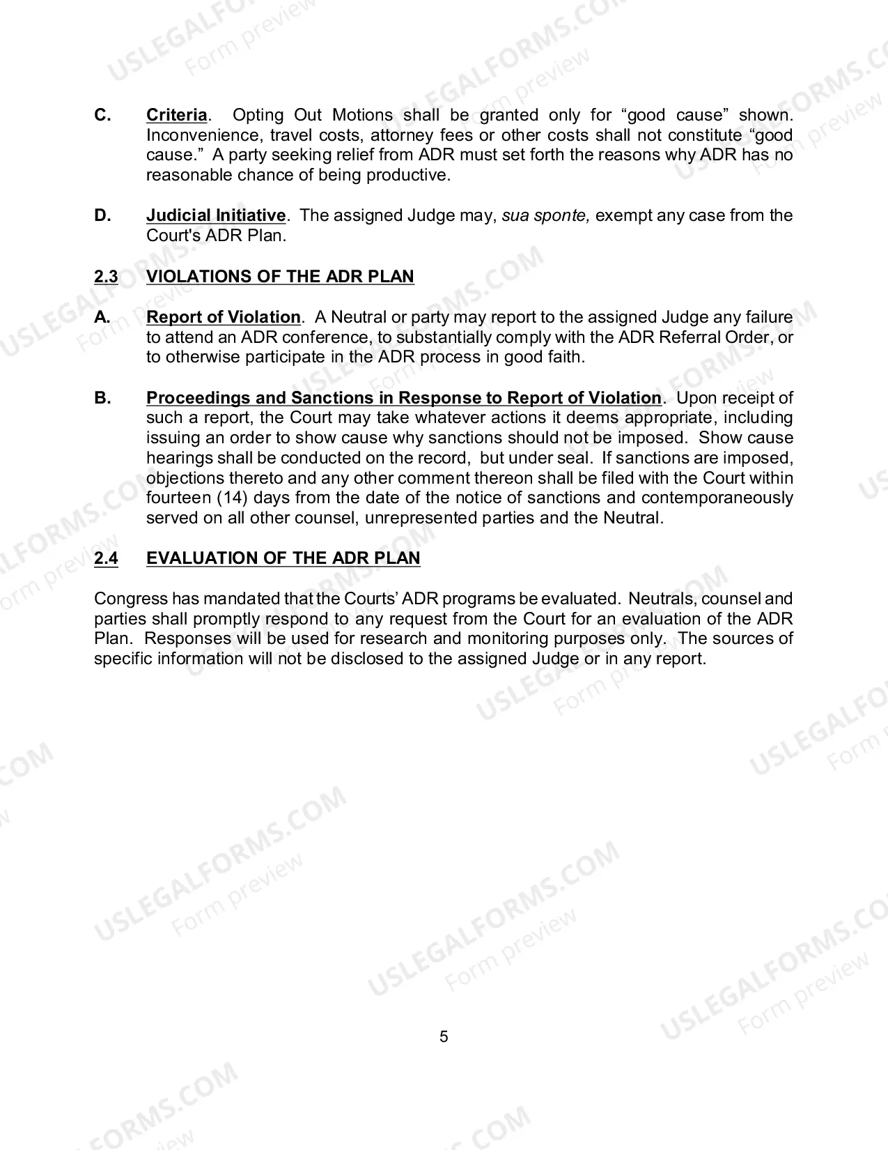 Preview ADR Plan - Revised June 24, 2011