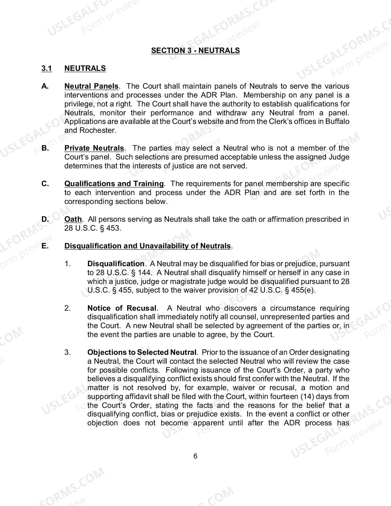 Preview ADR Plan - Revised June 24, 2011
