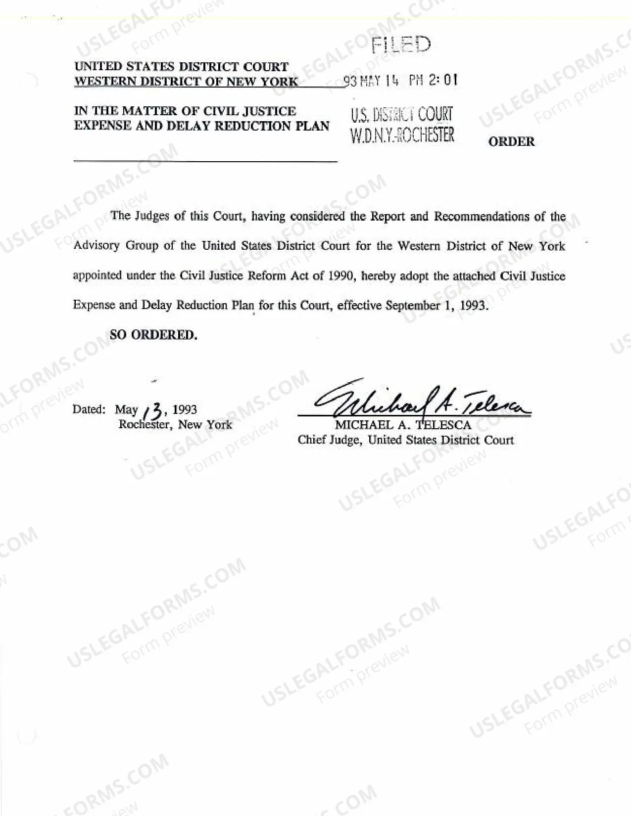 Preview CJRA-1993-34 Civil Justice Expense and Delay Reduction Plan, May 14, 1993.pdf