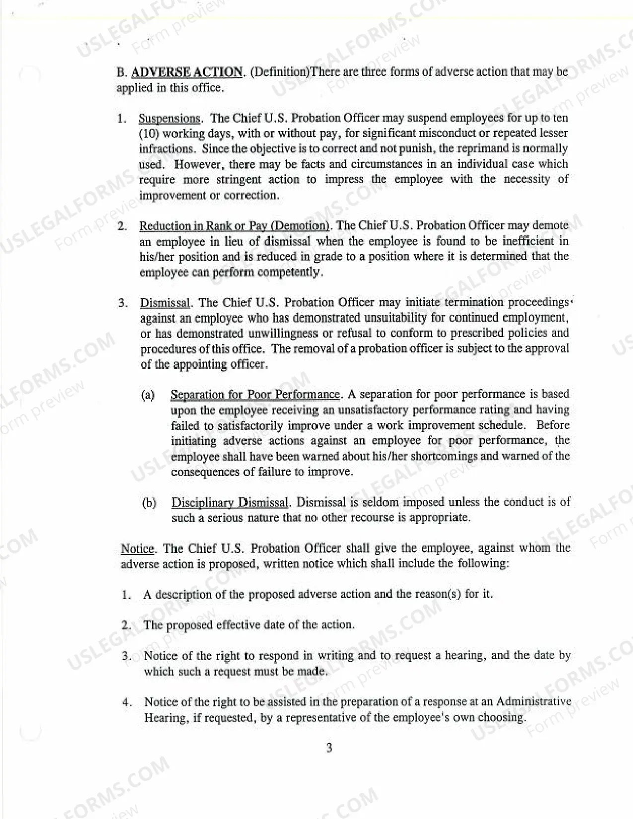 Preview OTHER-2000-60 U.S. Probation Department Disciplinary and Adverse Action Policy and Procedures, Sept 26, 2000.pdf