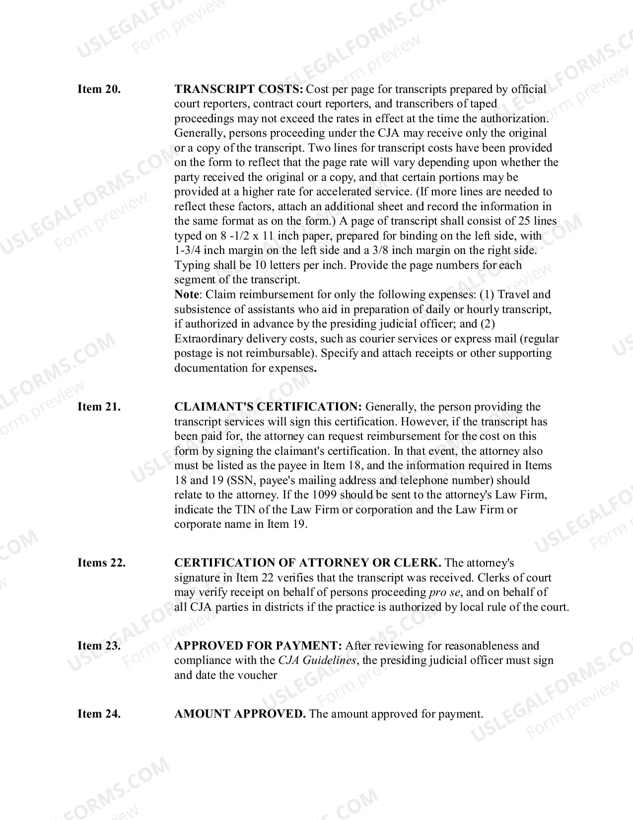 Preview CJA Form 24 Instructions
