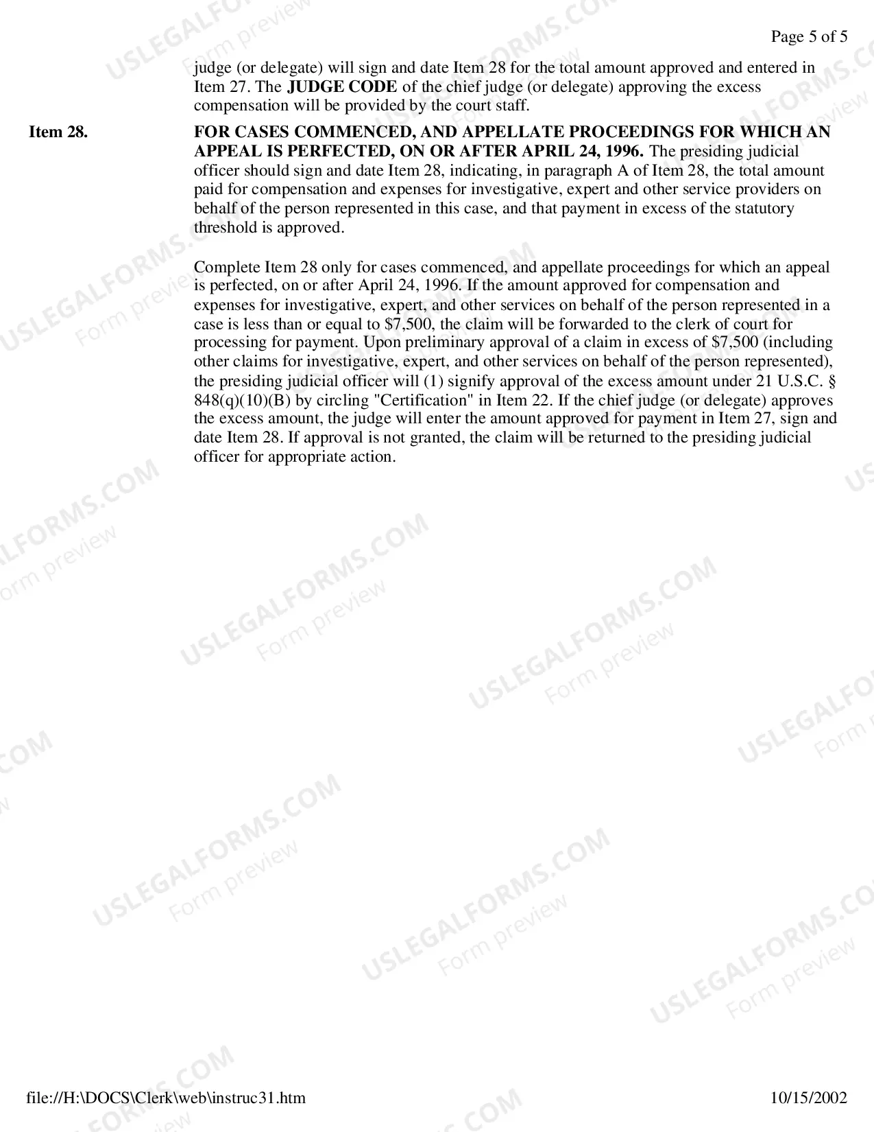 Preview CJA Form 31 Instructions