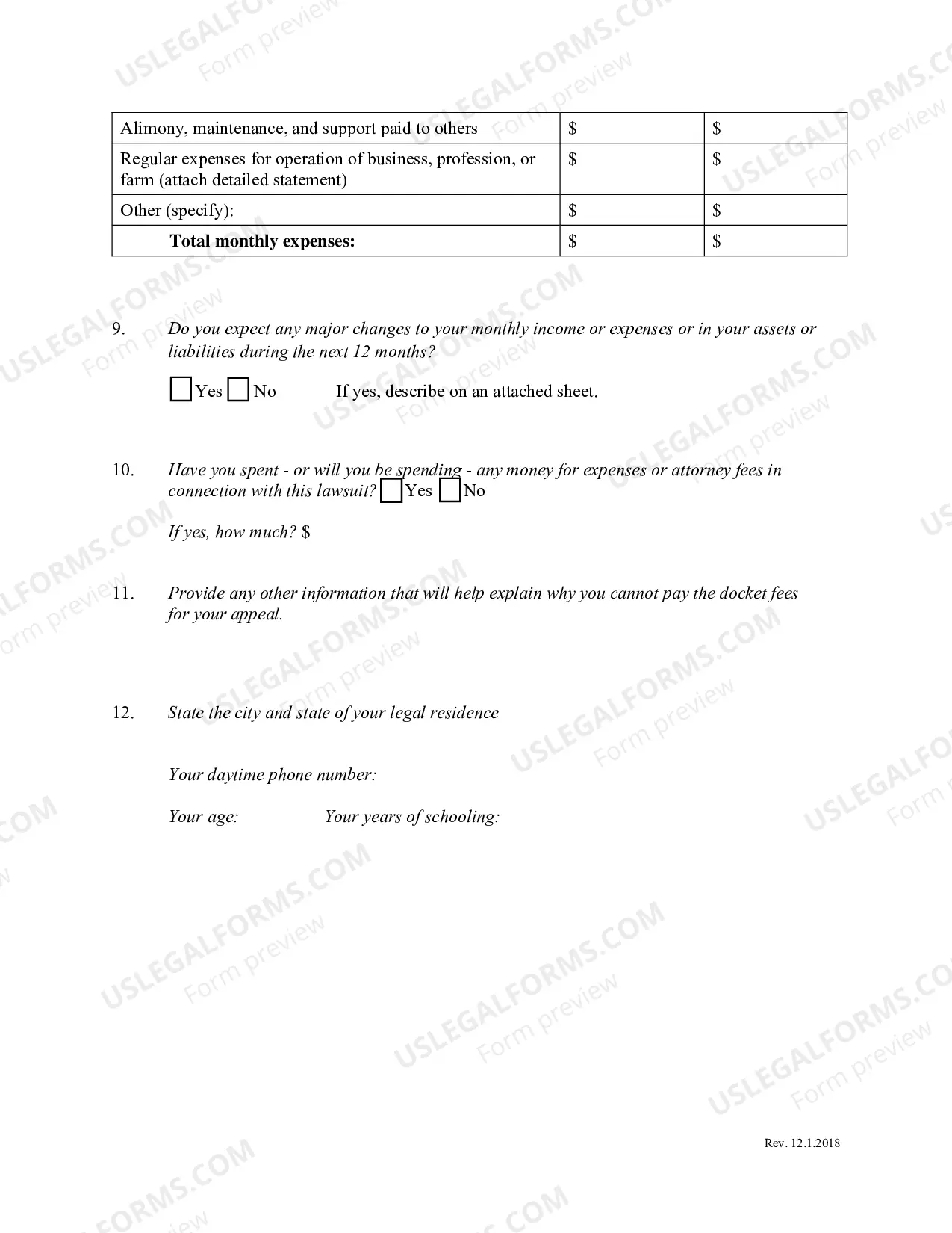 Preview Form 4 Affidavit with motion to proceed in forma pauperis