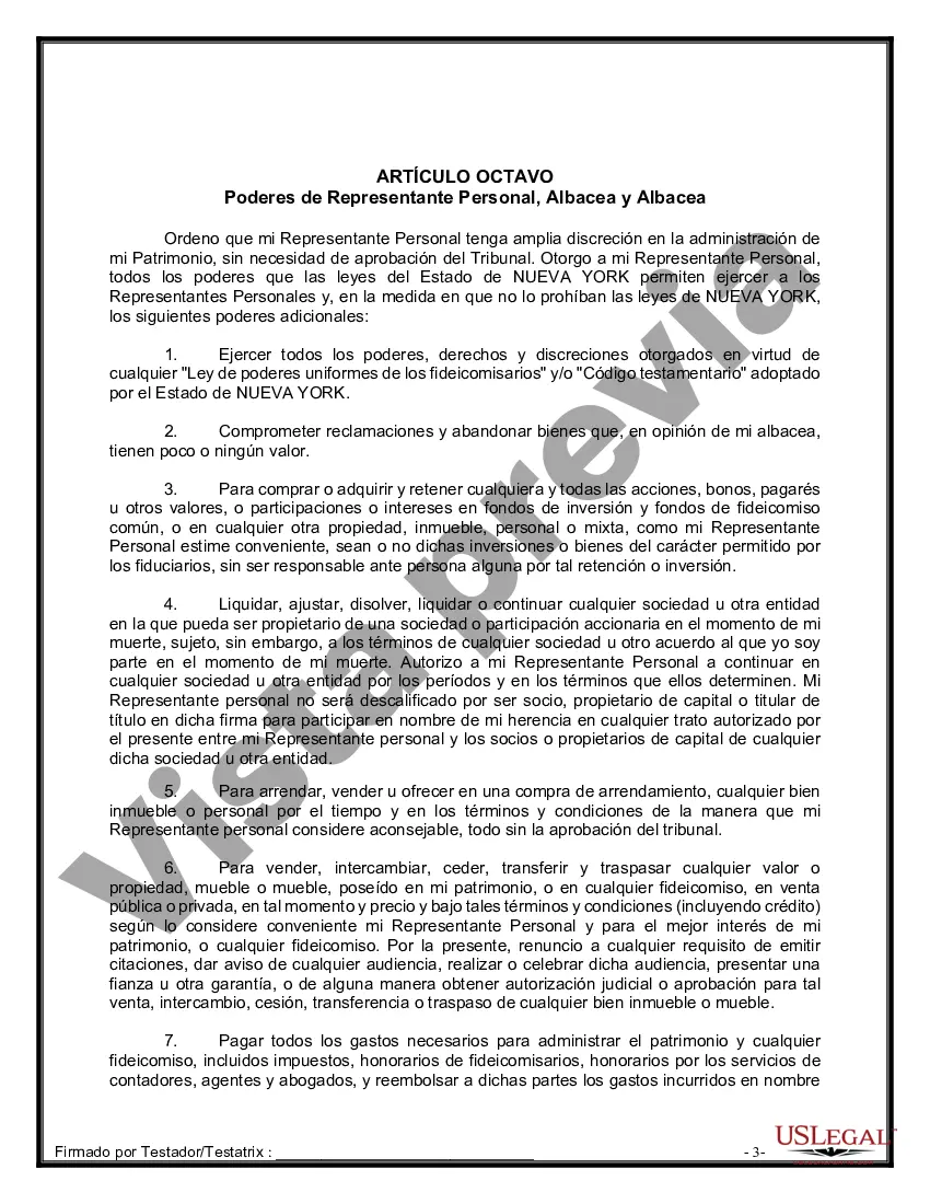 Preview Formulario de última voluntad y testamento legal para persona soltera sin hijos