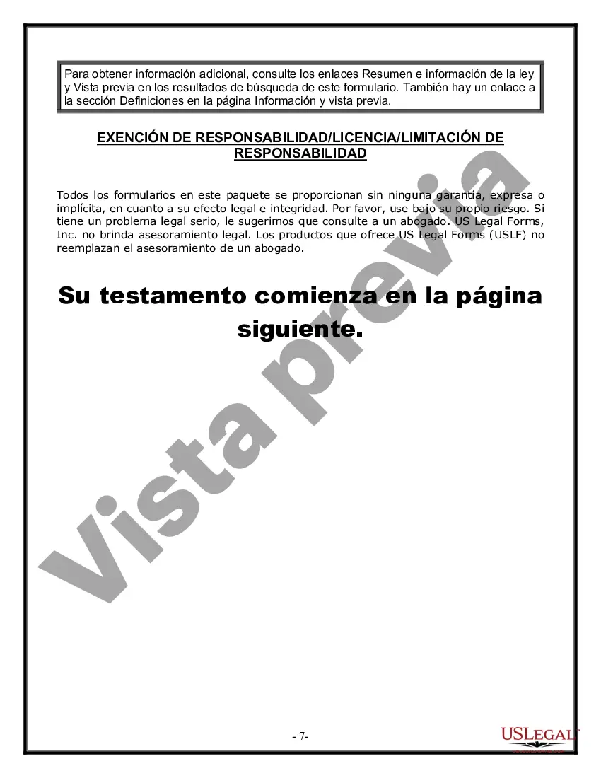 Preview Formulario de última voluntad y testamento legal para persona soltera sin hijos