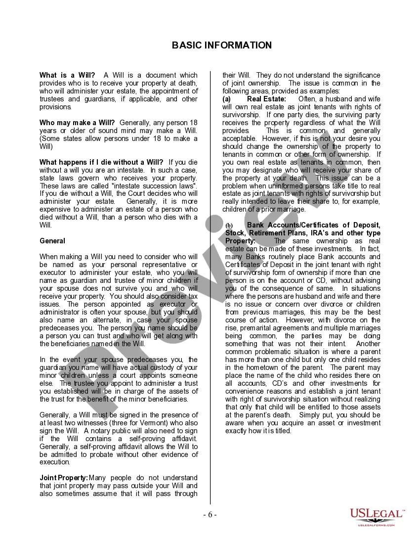 Preview Last Will and Testament for Single Person with Adult and Minor Children