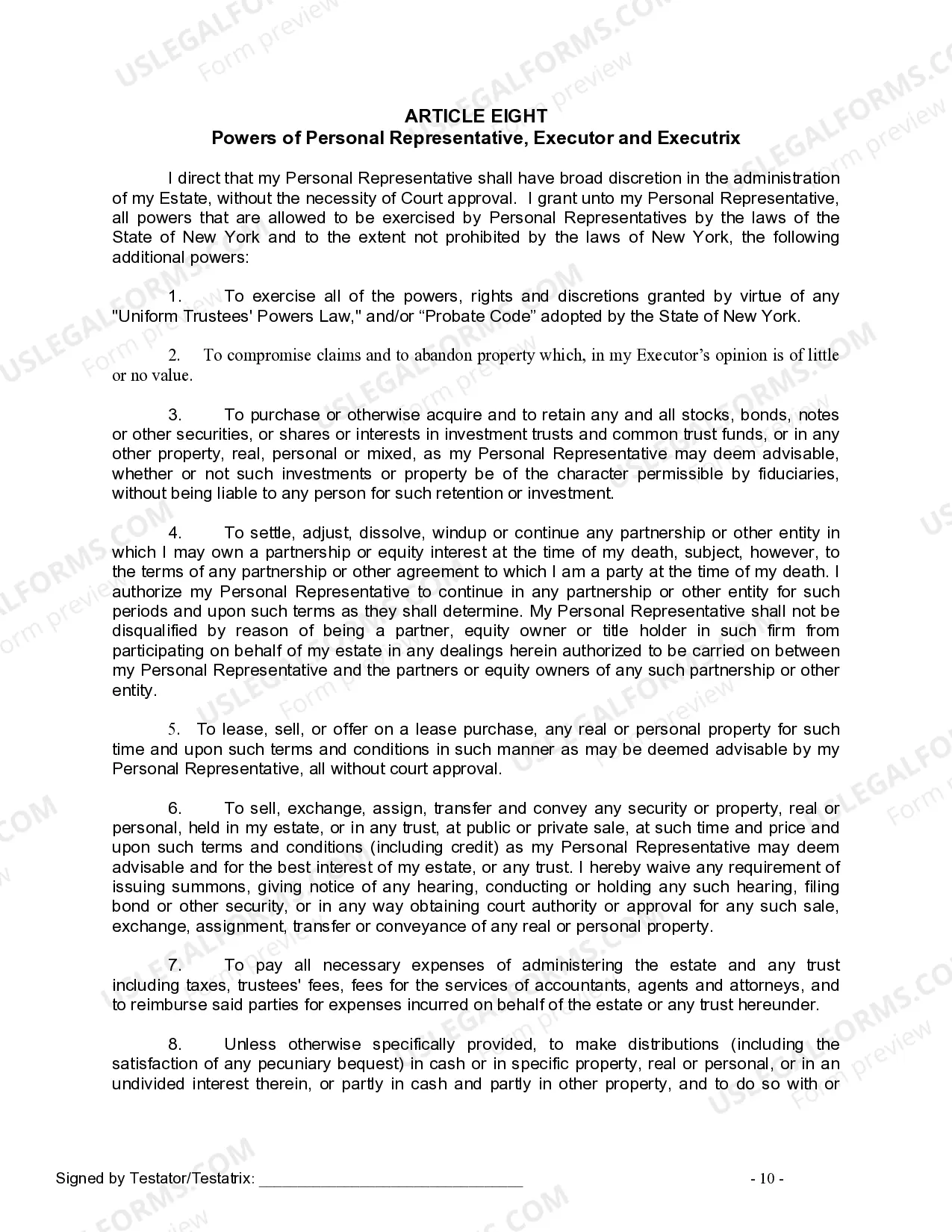 Preview Last Will and Testament for Single Person with Adult Children