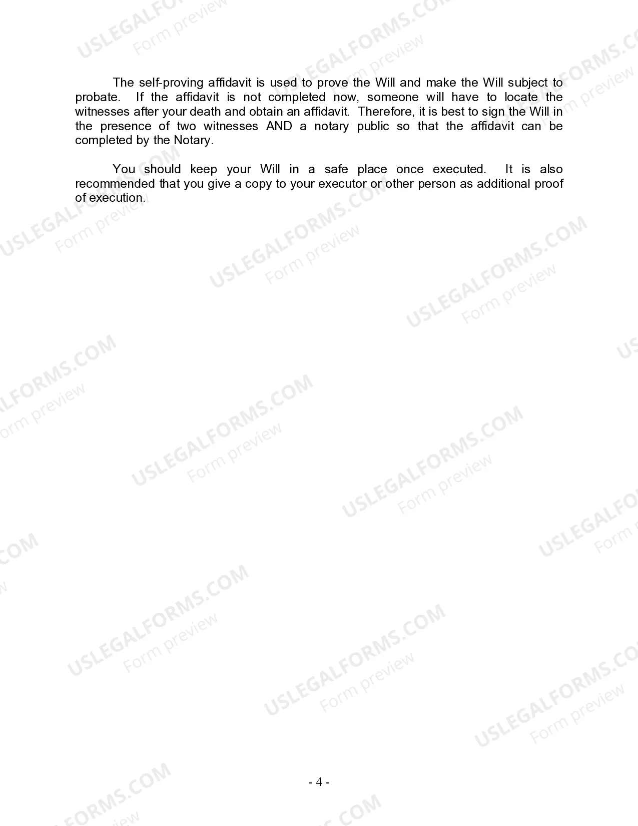 Preview Last Will and Testament for Single Person with Adult Children