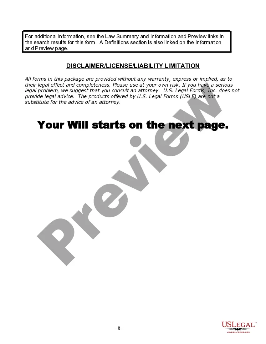 Preview Last Will and Testament for Married person with Minor Children from Prior Marriage