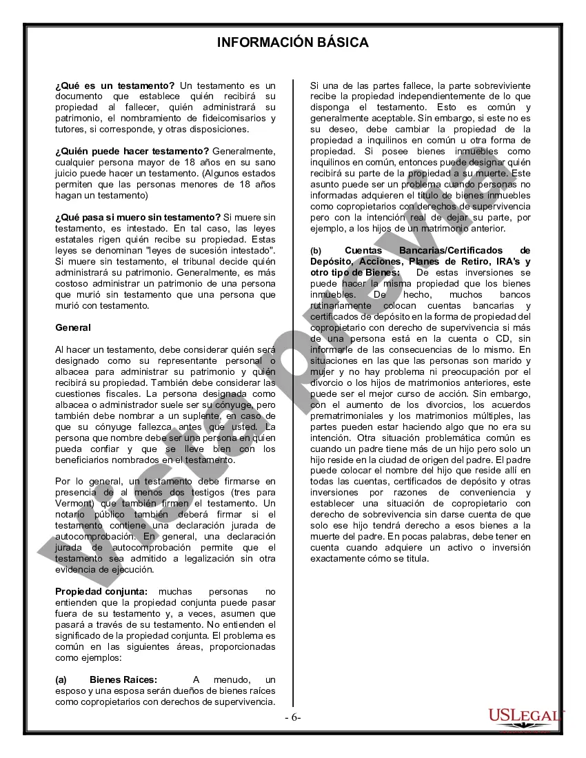 Preview Formulario de última voluntad y testamento legal para una persona casada con hijos adultos de un matrimonio anterior