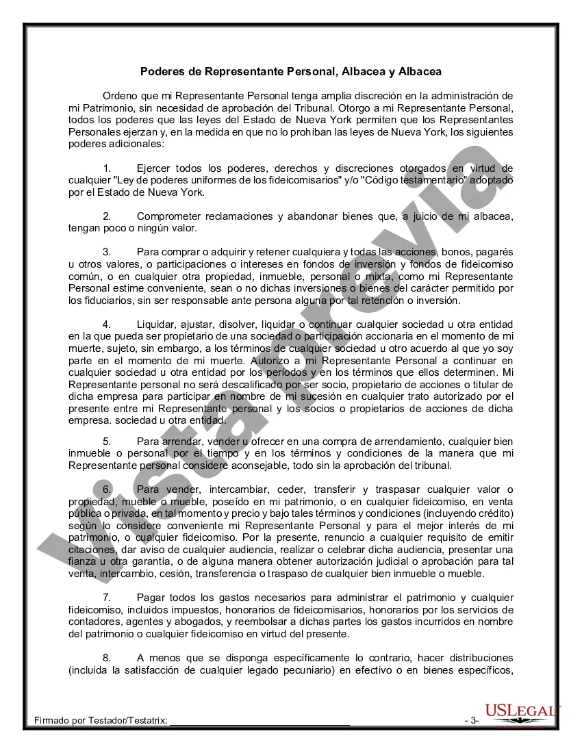 Preview Formulario de última voluntad y testamento legal para personas divorciadas que no se han vuelto a casar y no tienen hijos