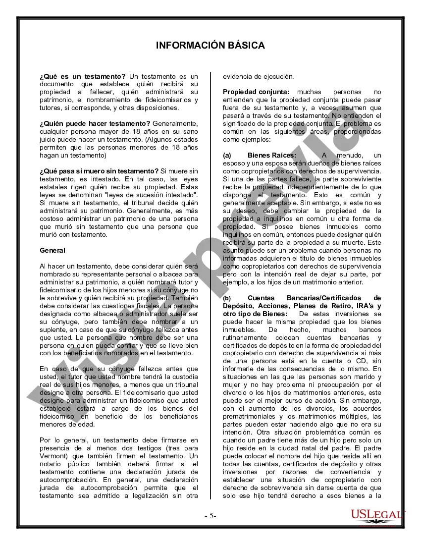 Preview Formulario de última voluntad y testamento legal para personas divorciadas que no se han vuelto a casar y no tienen hijos