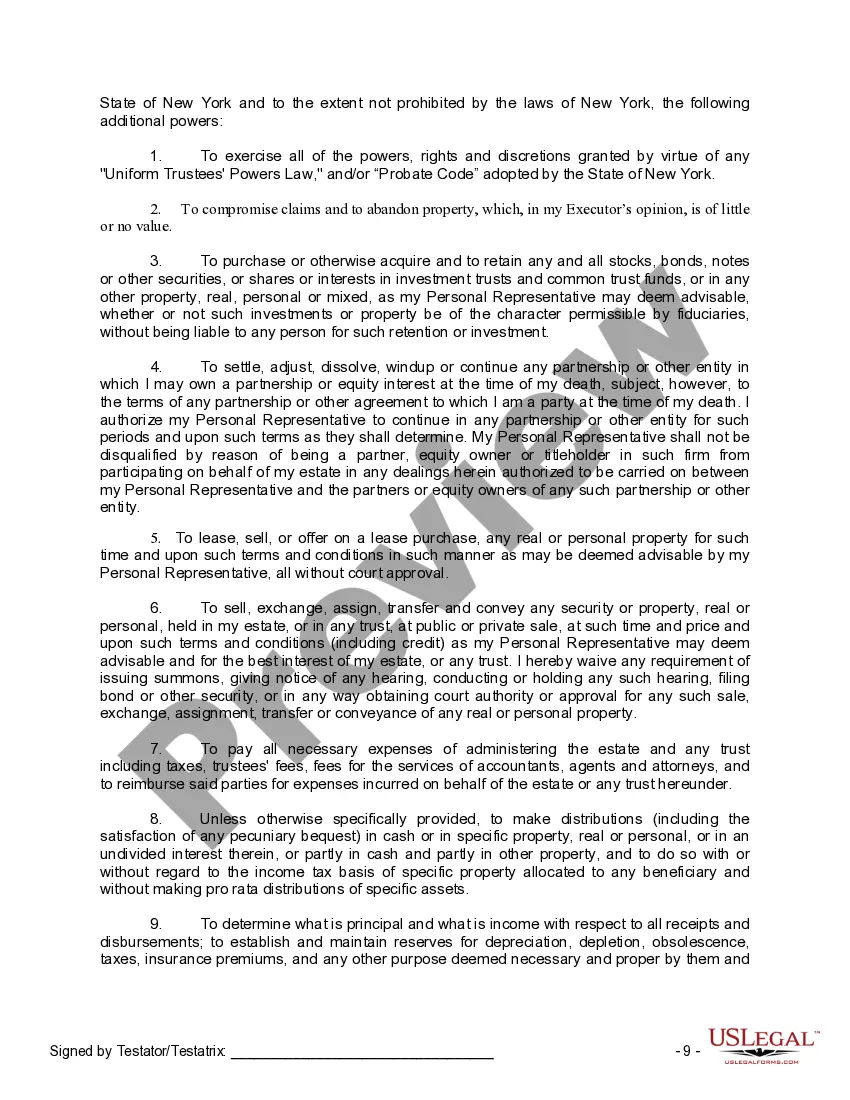 Preview Last Will and Testament for Divorced Person Not Remarried with No Children